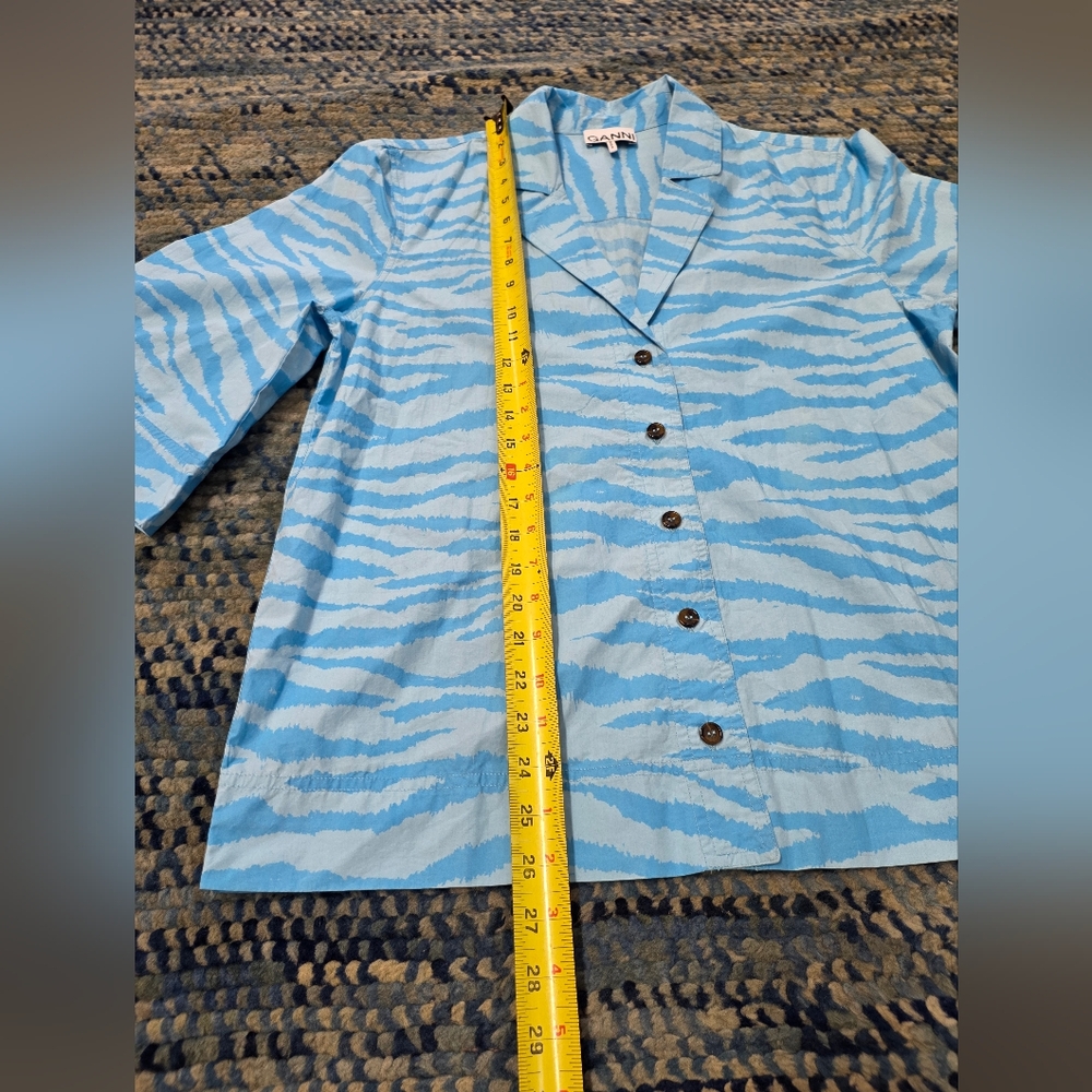 Ganni Light Blue Zebra Pattern Shirt - Picture 5 of 6